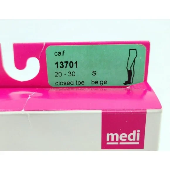 x3 Assure Medi Medical Compression Stockings Calf Closed Toe Beige 20-30 13701 S - Picture 3 of 14